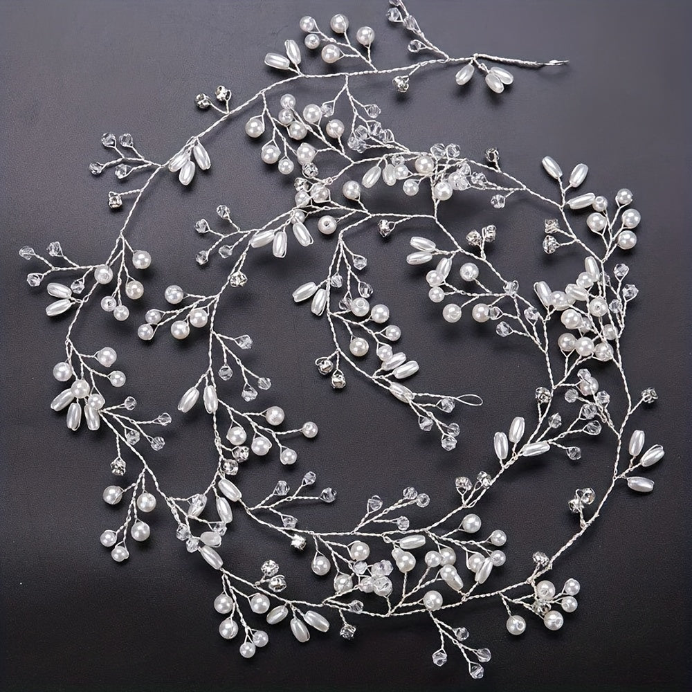 Elegant Fairy-Style Pearl and Braided Hairband for Bridal Wedding Accessories