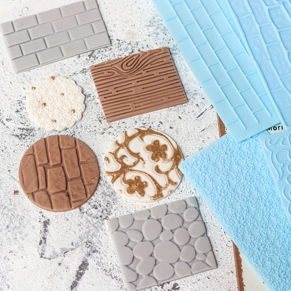 Fur Wall Flower City Wall Pebble Pattern Cake Mold Set for Fondant Baking