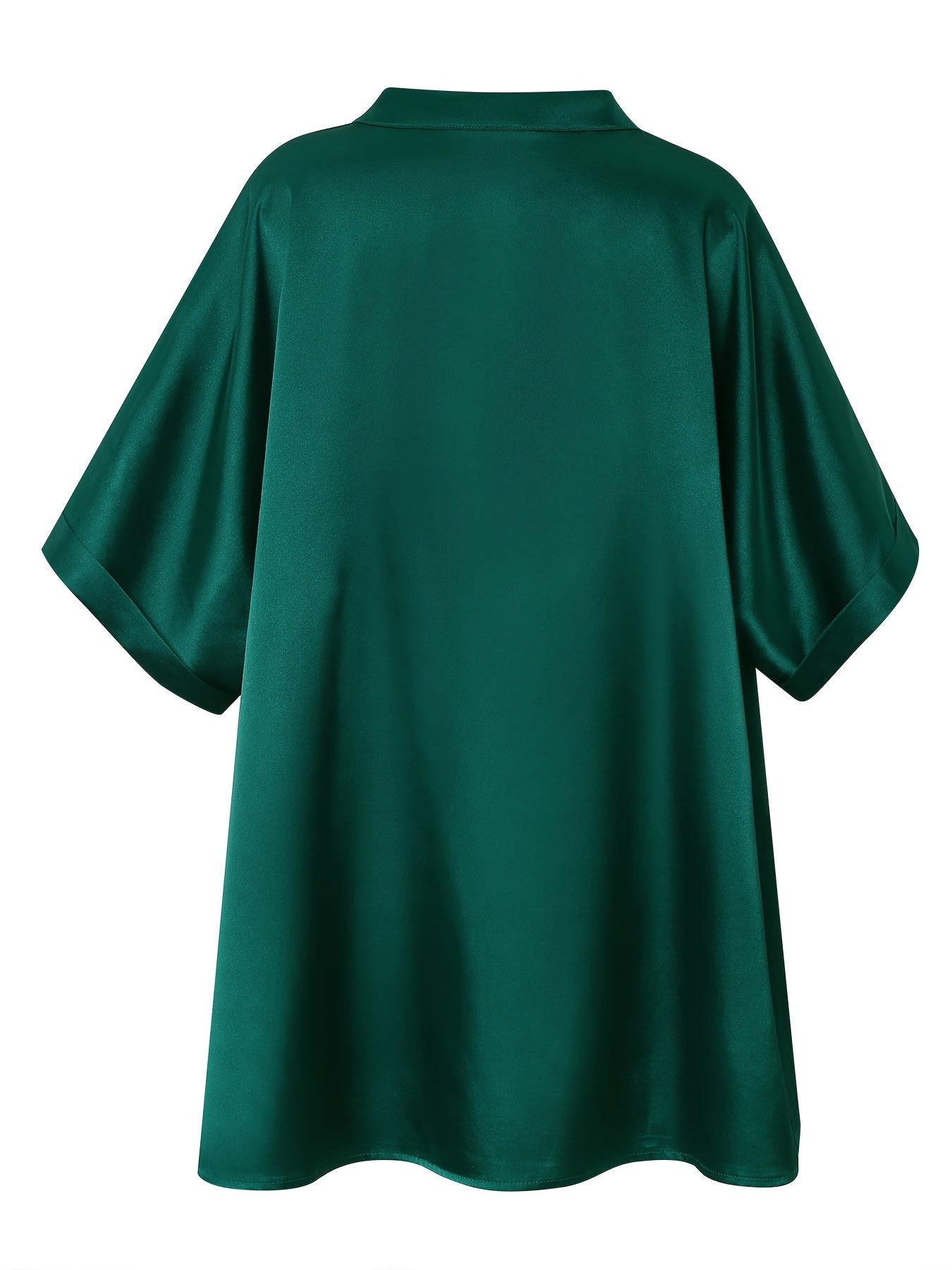 Plus Size Satin Blouse for Women V-Neck Short Sleeve Light Pink Casual Spring Summer