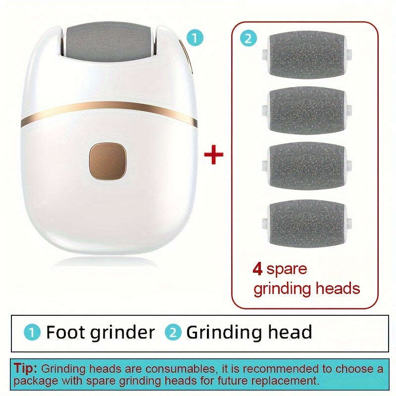 Amoladora eléctrica recargable para pies con 4 cabezales de repuesto, dispositivo portátil inalámbrico para exfoliación