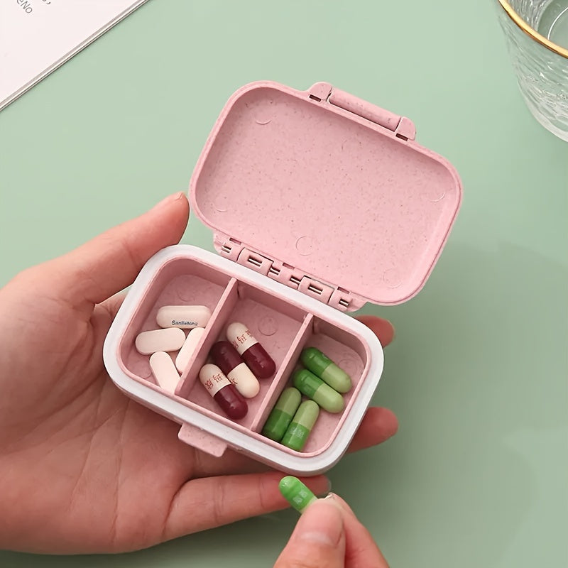 Colorful Mini Portable Medicine Box Moisture Proof 3-Compartment Organizer
