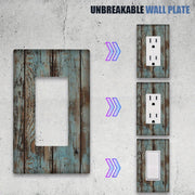 Pale Turquoise Wood Grain Wall Plate Cover for Indoor Outdoor Use