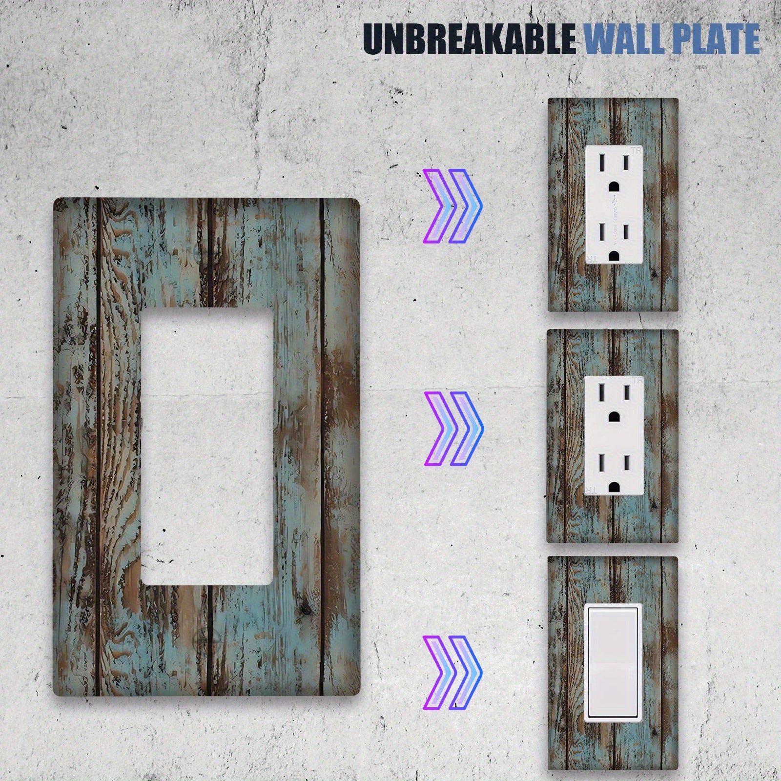 Pale Turquoise Wood Grain Wall Plate Cover for Indoor Outdoor Use