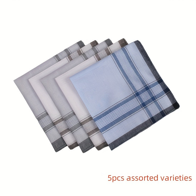 Set of 5 Cotton Handkerchiefs with Striped Yarn-Dyed Knitted Design