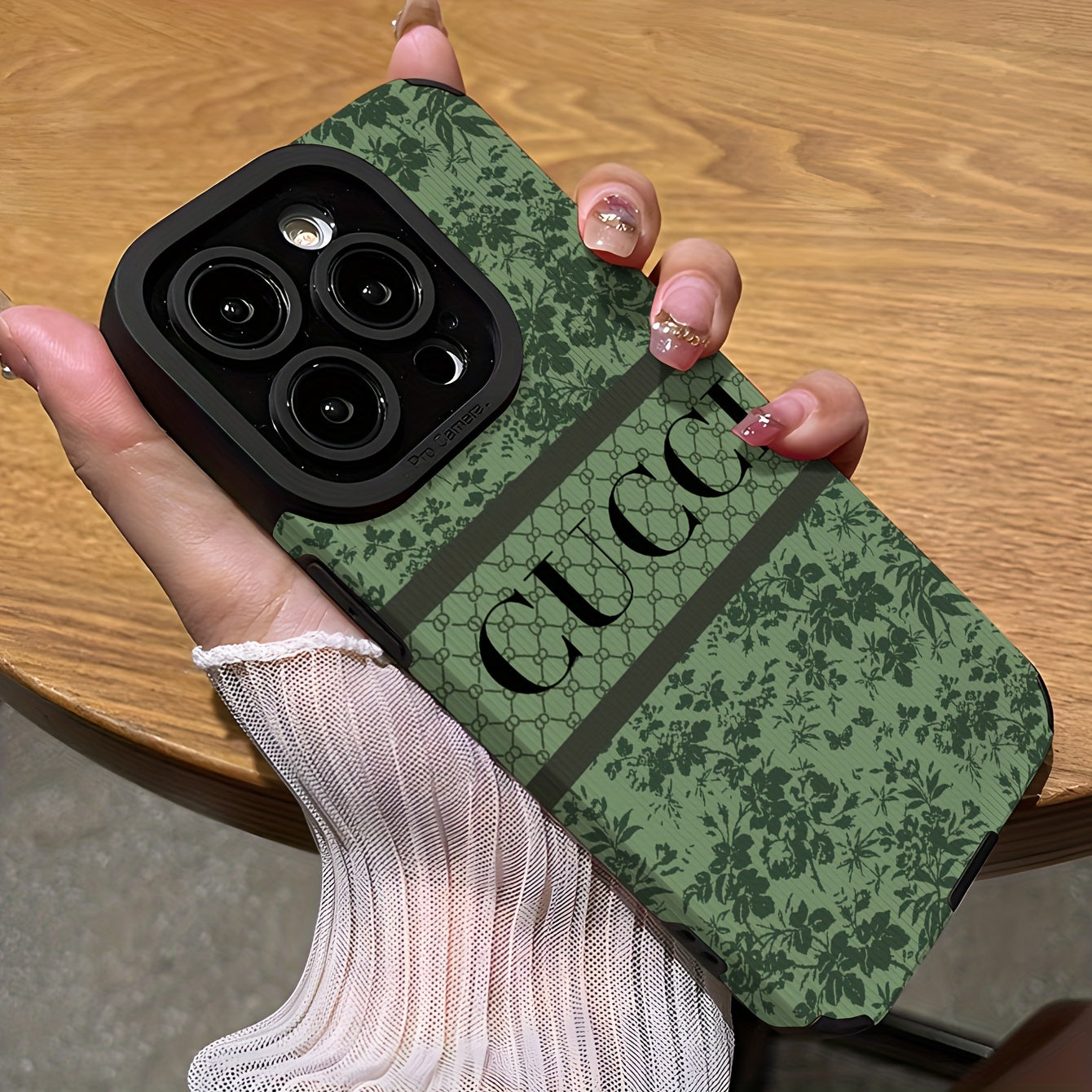 Antique Green Floral Pattern Art Phone Case for iPhone Models Dirt-Resistant Anti-Fall Durable