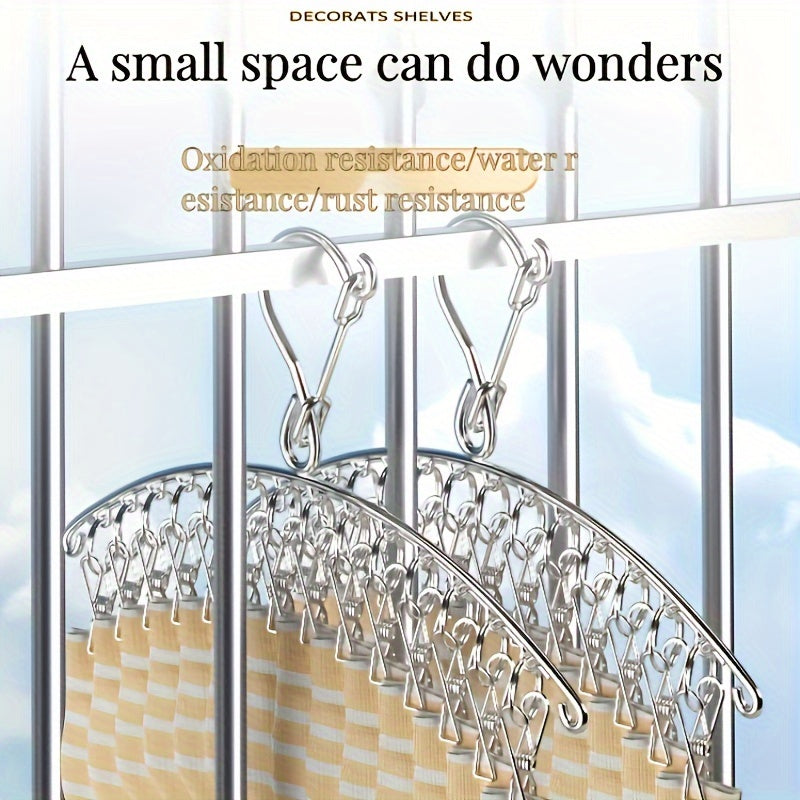 Metal Folding Drying Rack with Clips for Laundry Socks Underwear and Hats Space Saving Rustproof Organizer