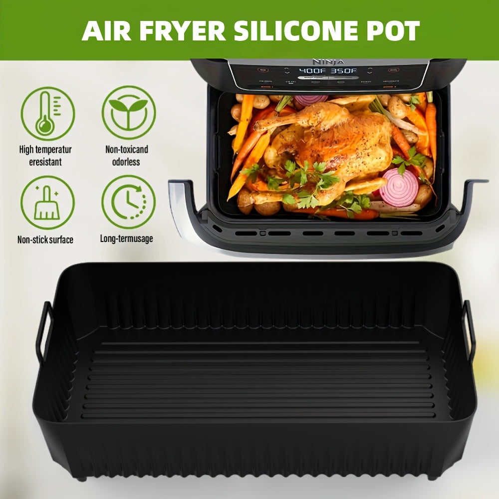 Qayta ishlatiladigan 3 ta silikon havo fritöz uchun linzalar to'plami, yopishqoq bo'lmagan pishirish panjaralari uchun