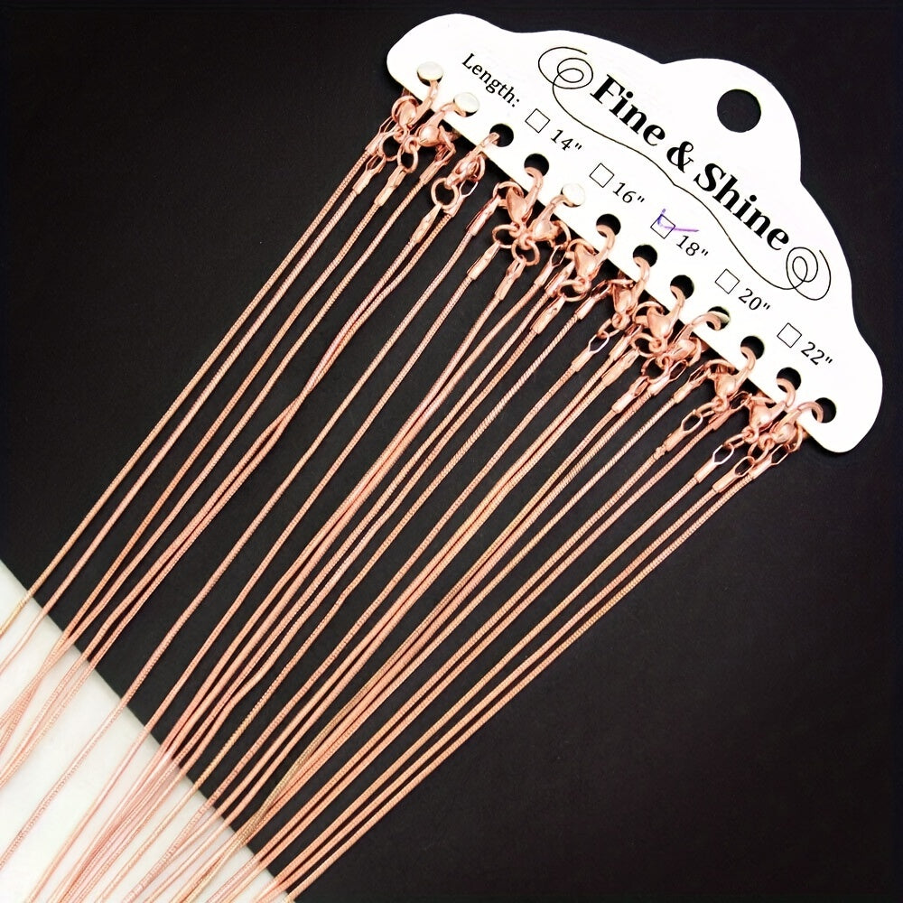 10 Pieces of Snake Chain Jewelry Sets in Rose Gold Gold and Rhodium Plating 16-30 Inch for DIY Crafting