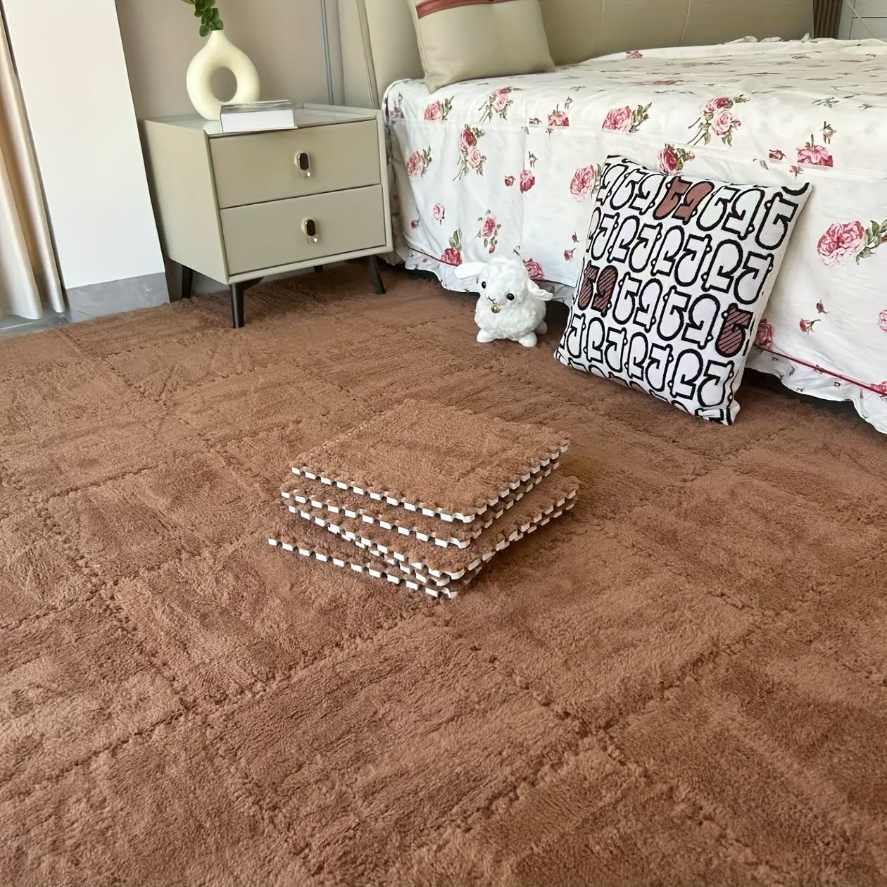 Интерлоковые цветочные коврики из EVA-пены для пола для гостиной, спальни, кабинета, набор из 30 моющихся звукоизоляционных элементов для домашнего декора