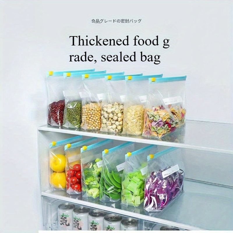 Food-grade freezer bags with zipper seals for airtight storage