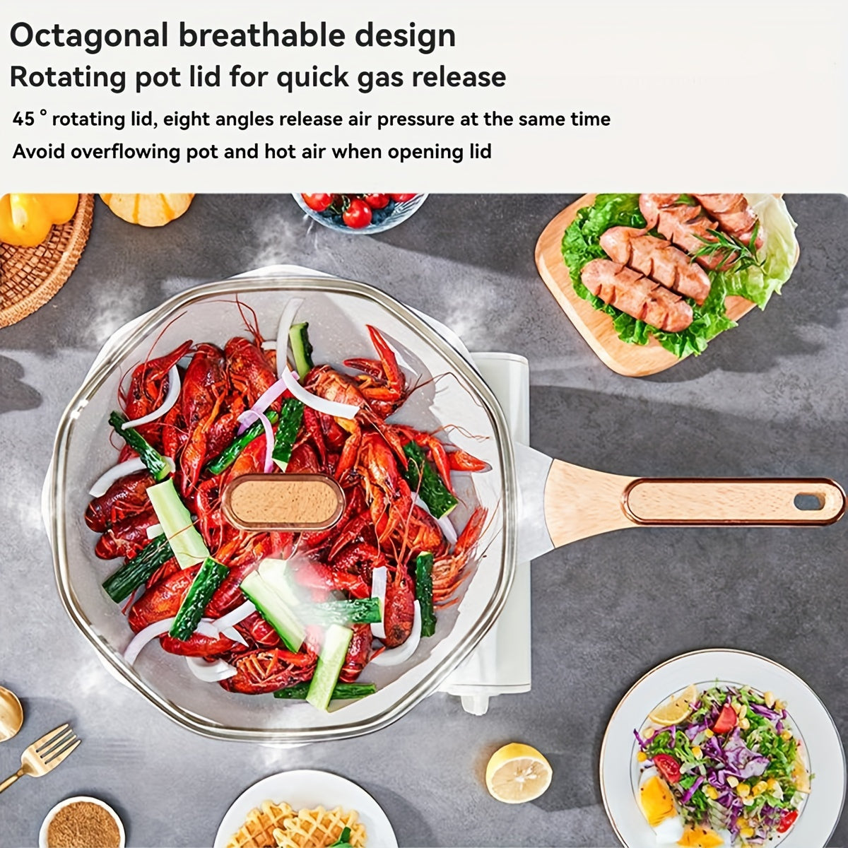 30cm Qotishma Alyuminiy Non-Stick Qovurilgan Qozon, Katta Hajmli, Mashina Yuvishga Yaroqli