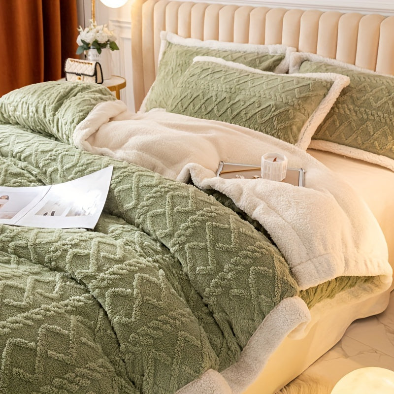 Jacquard Knit Polyester Bed Blanket with Geometric Pattern Thick Fleece Throw for All-Season Sofa Bed Cover