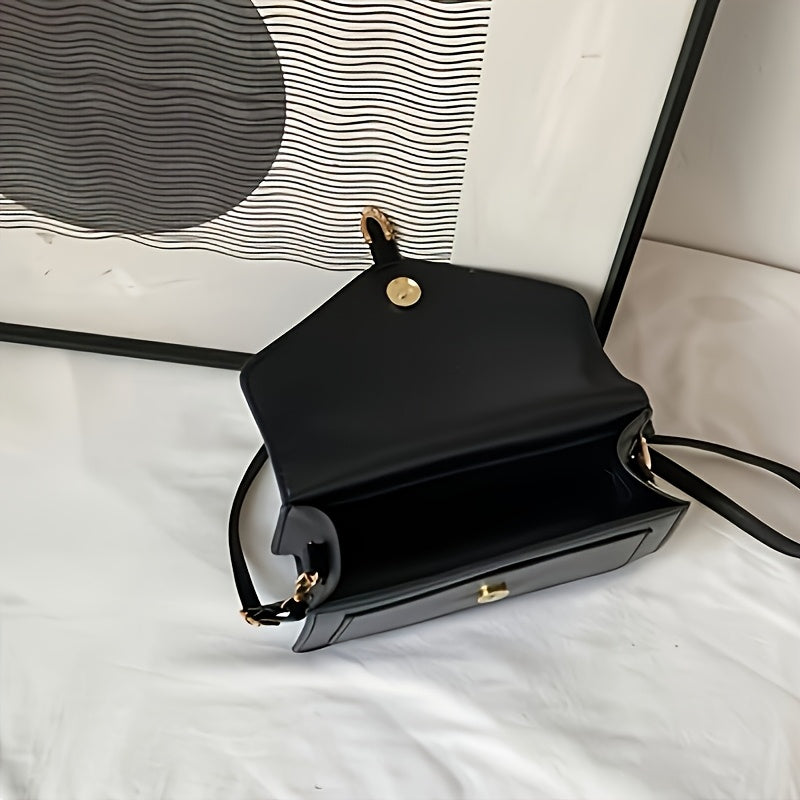 Women's Small Square PU Bag with Single Shoulder Crossbody Removable Strap in Black White Light Khaki