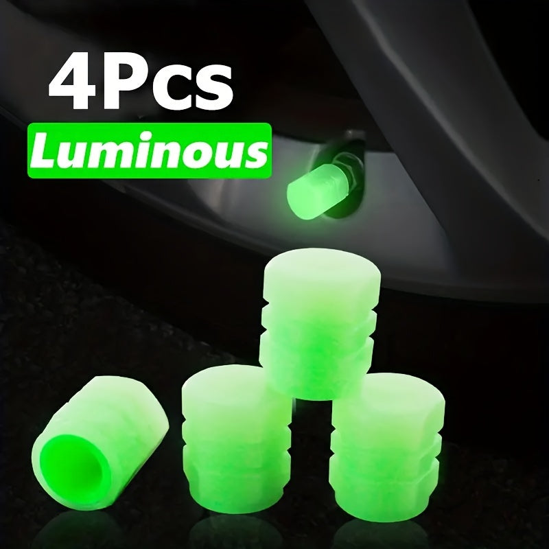 Universal Fluorescent Valve Stem Cap Set 4/8/12 Pcs Car Luminous Caps
