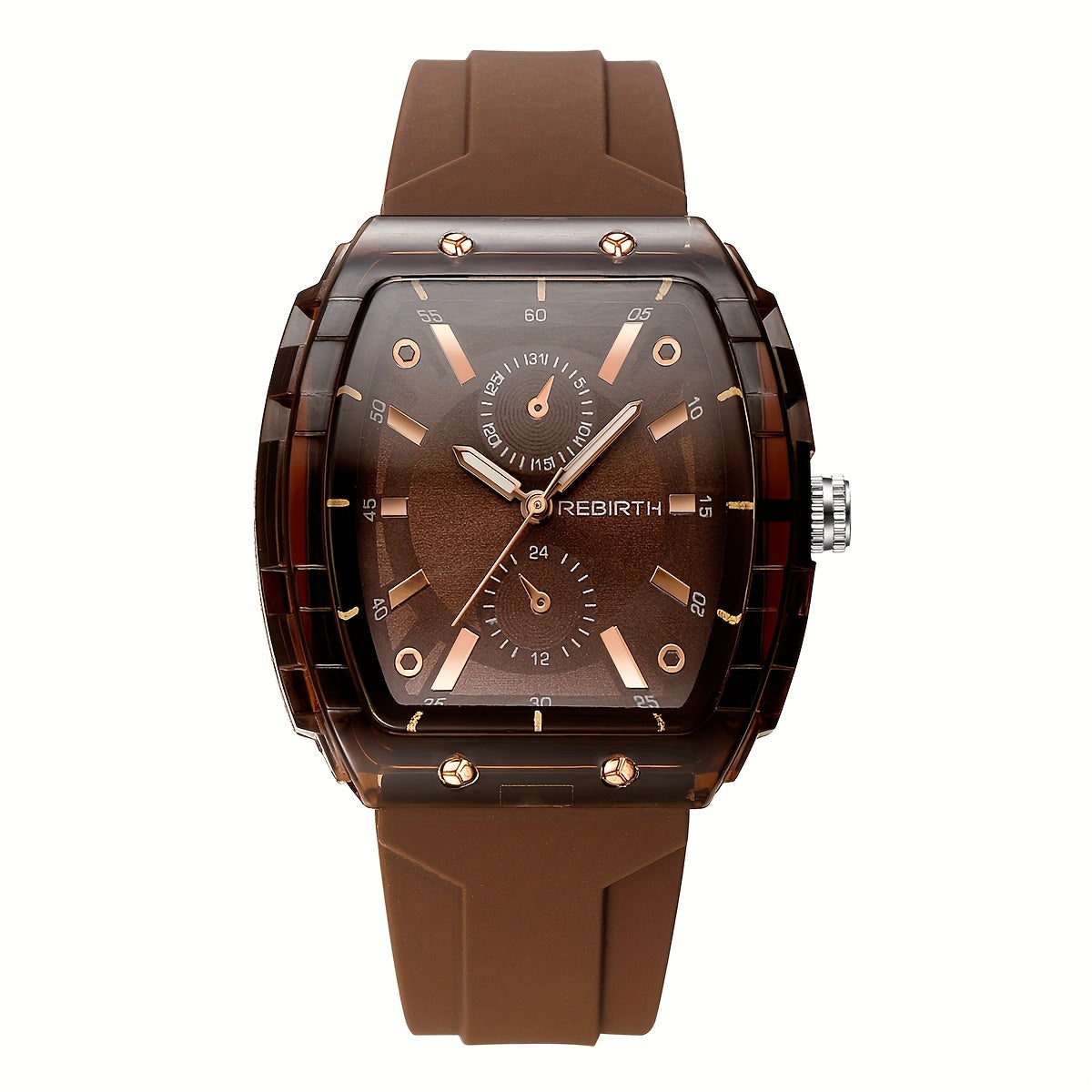 Unisex Square Watch with Silicone Strap and Long-Lasting Battery