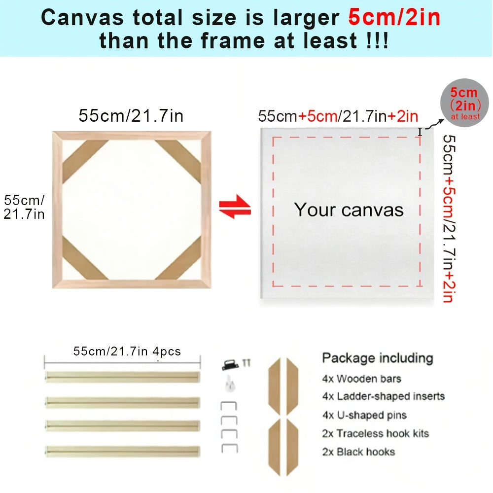 Wood Canvas Stretcher Frame Kit for Gallery Wrap Oil Paintings Wall Art