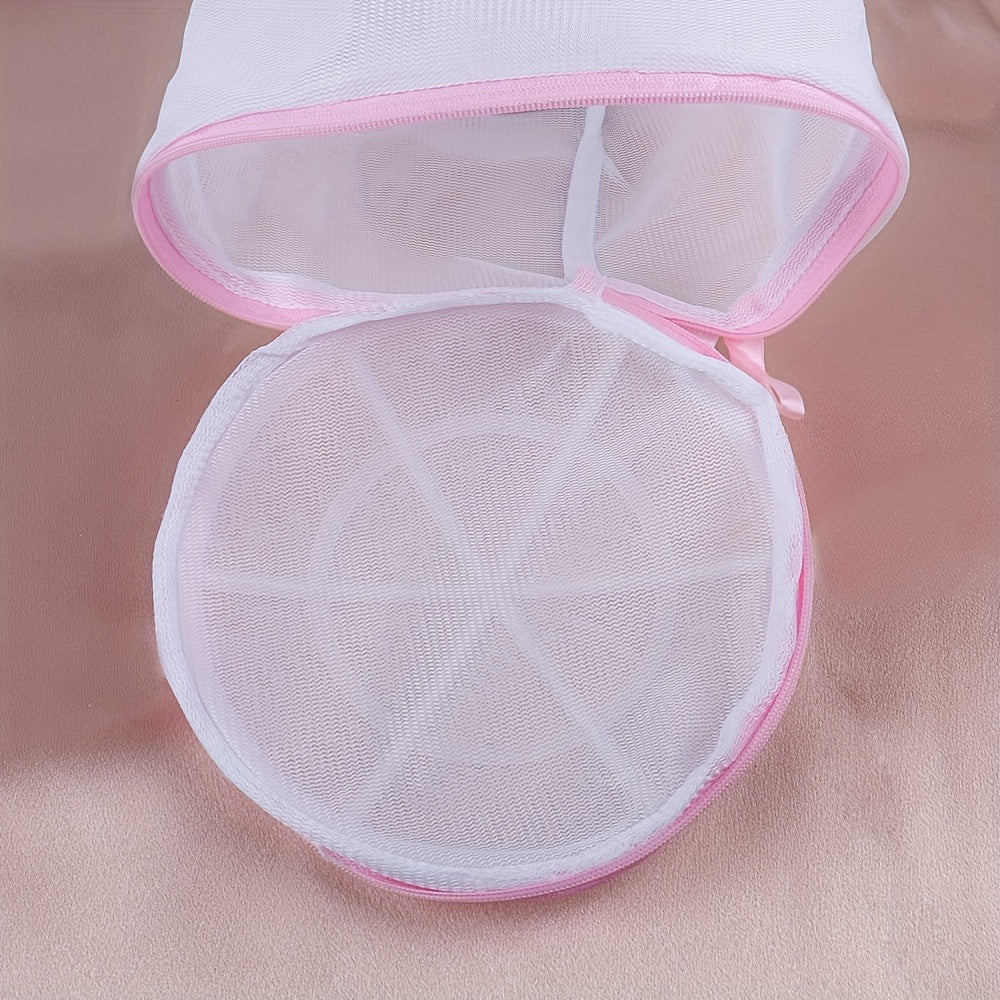 Polyester Mesh Laundry Bag for Delicates with Pink Zipper Breathable Washable Storage