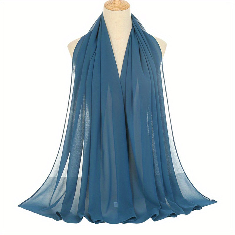 Black and White Chiffon Hijab Lightweight Breathable Headscarf for Women