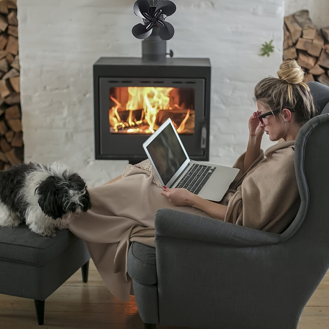 Heat Driven 4 Blade Fireplace Fan for Silent Heat Distribution