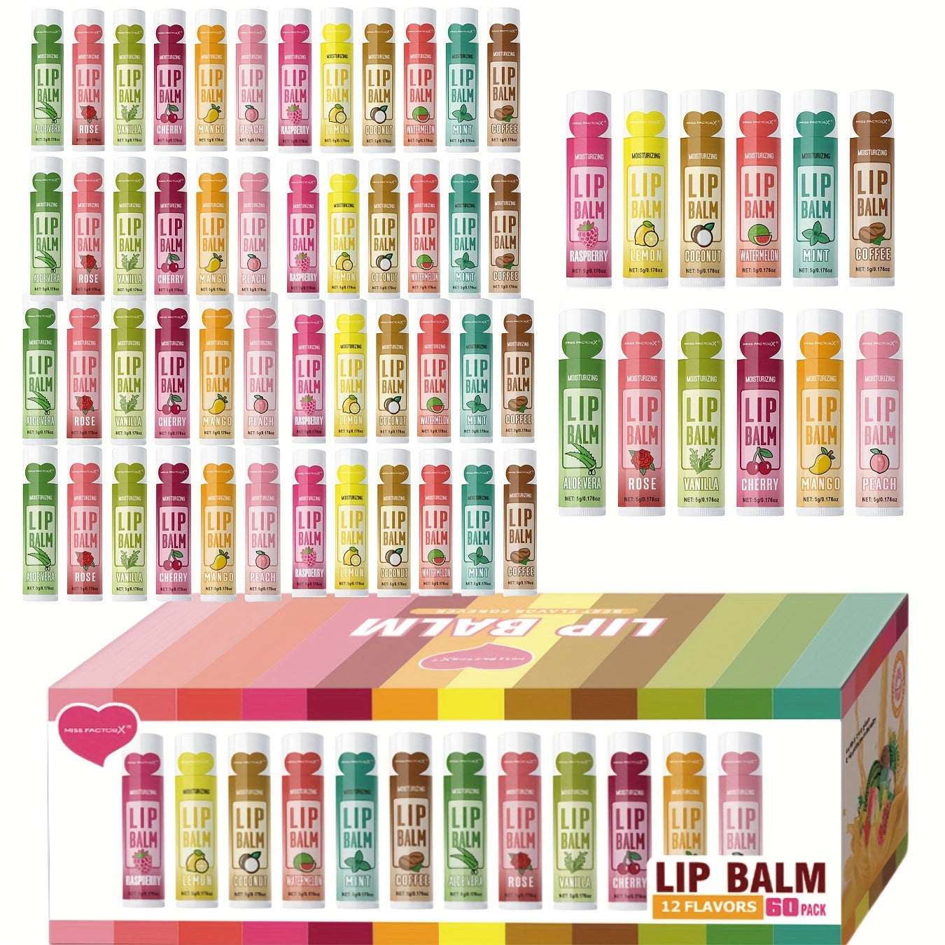 60 dona lab bo'yog'i sovg'a to'plami, namlantiruvchi, yaltiroq yakun, Vitamin E, erkaklar va ayollar uchun uniseks