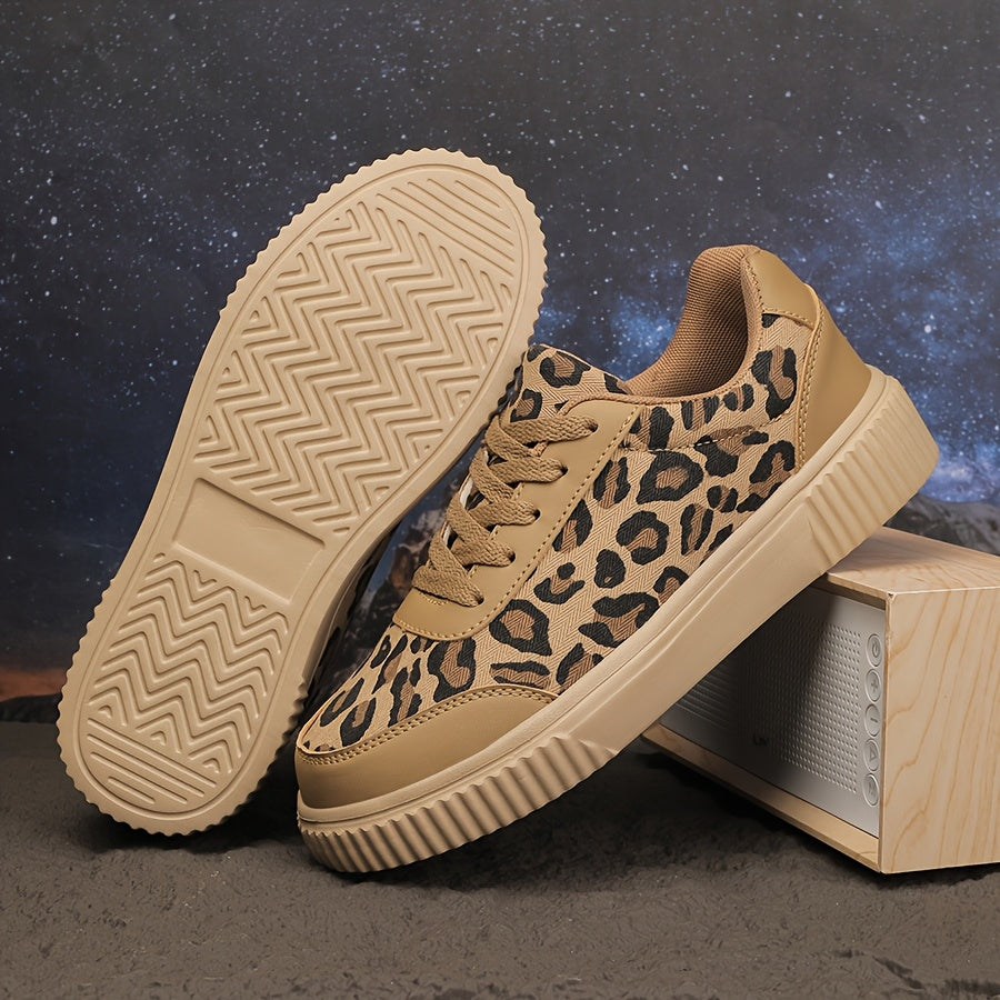 Women's Leopard Print Sneakers Lightweight Athletic Platform Shoes