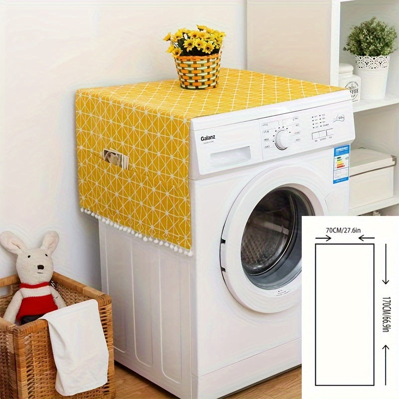 Gray Polyester Geometric Appliance Cover for Refrigerator and Washing Machine Dustproof