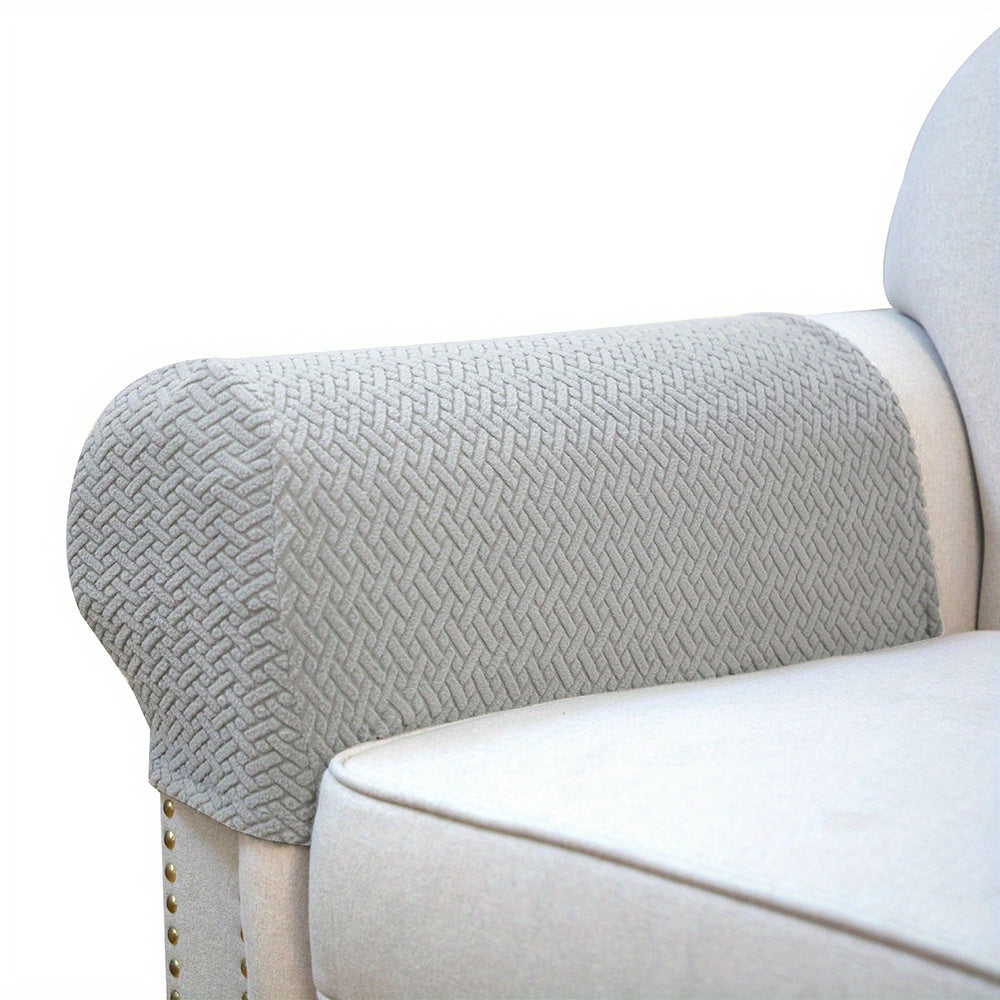 2-Piece Stretch Knitted Armrest Covers for Furniture Protection Sofa Chair Recliner Couch