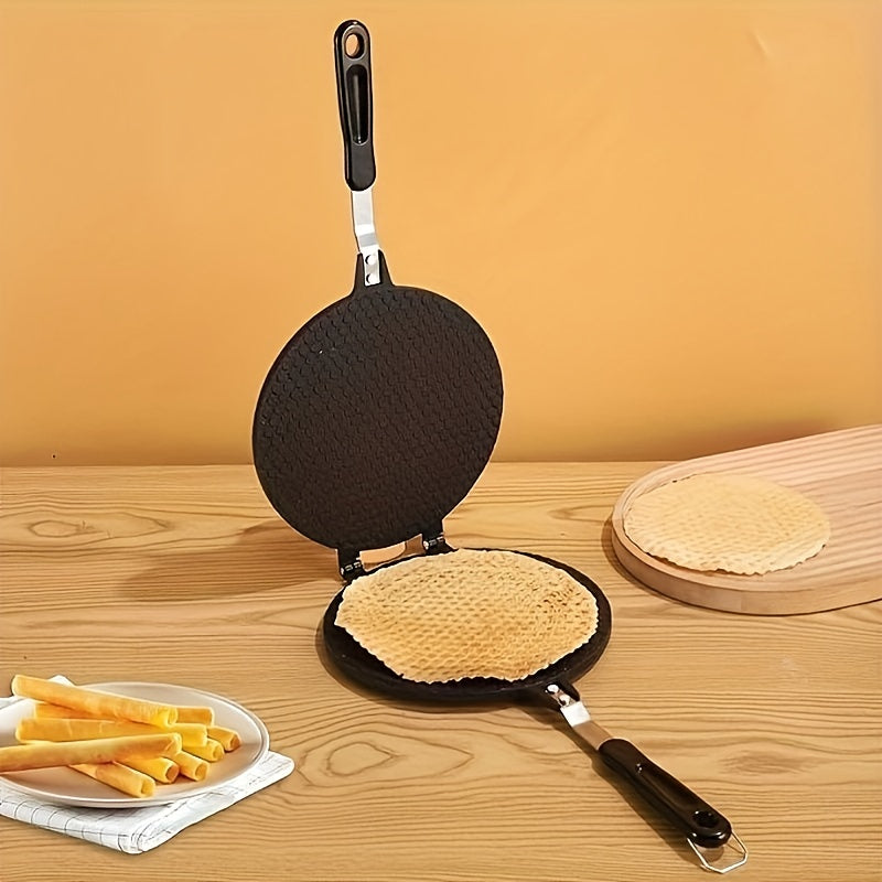 SHAON 1 dona Uzun Qo‘lqopli Non-Stick Waffle Pan - Chidamli, chizish va zangga qarshi ta'sir qiluvchi desert tayyorlovchi, DIY Muzqaymoq konuslari, vafli, tortlar uchun - Oson tozalanadi, Uy va tijorat oshxonalari uchun ideal