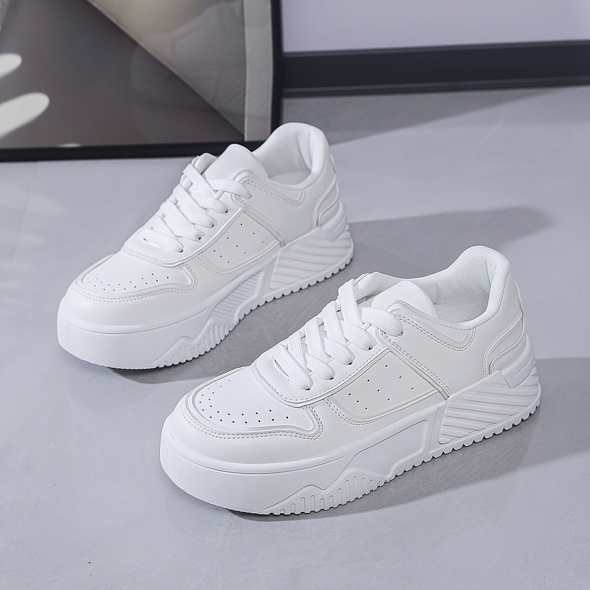 Women’s Fashion Sneakers Women’s Casual Lace-Up Sports Shoes with Wedge Heel