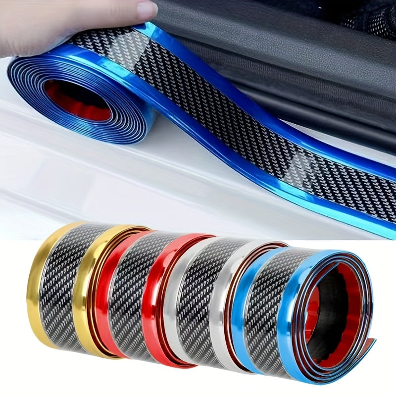Car Door Sill Protector Rubber Strip Carbon Fiber Bumper Film Sticker