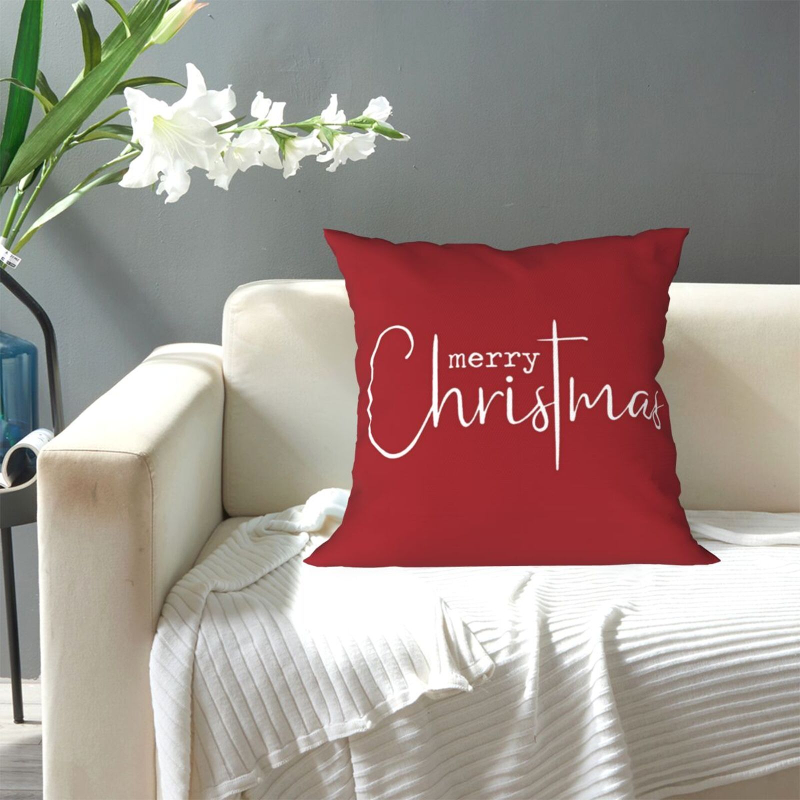 Christmas Themed Pillow Covers Set of 2 45x45cm Decorative Cushion Covers for Living Room and Bedroom