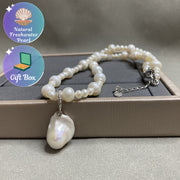 Freshwater Pearl Necklace with Adjustable Chain Baroque Style Beads for Special Occasions