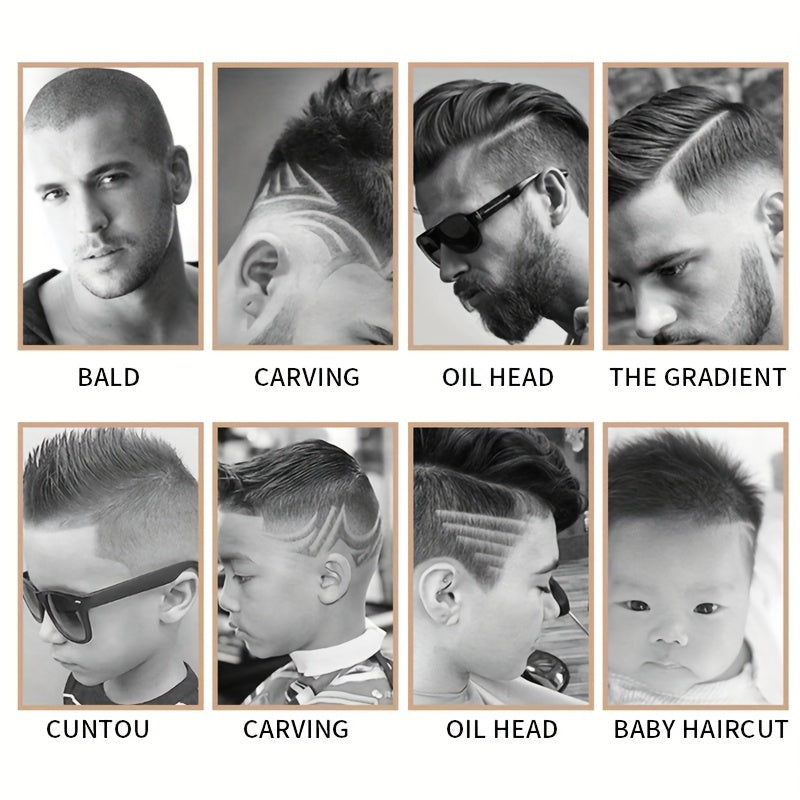 Мужской перезаряжаемый набор для стрижки волос с триммером для бороды и инструментами для стрижки волос
