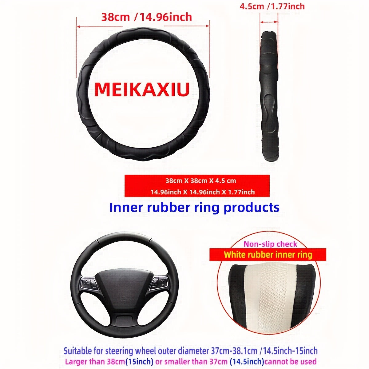 Universal Faux Lambskin Steering Wheel Cover 36-38cm Enhanced Grip Comfort