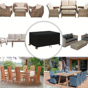 600D Oxford Fabric Waterproof Patio Furniture Cover for Rectangular Tables and Couches Black All-Season Weatherproof