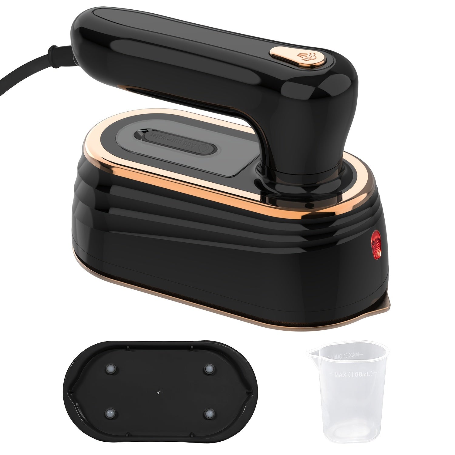 Plancha de ropa portátil en blanco y negro de 1200W, plancha de mano para ropa, ideal para hogar y viajes