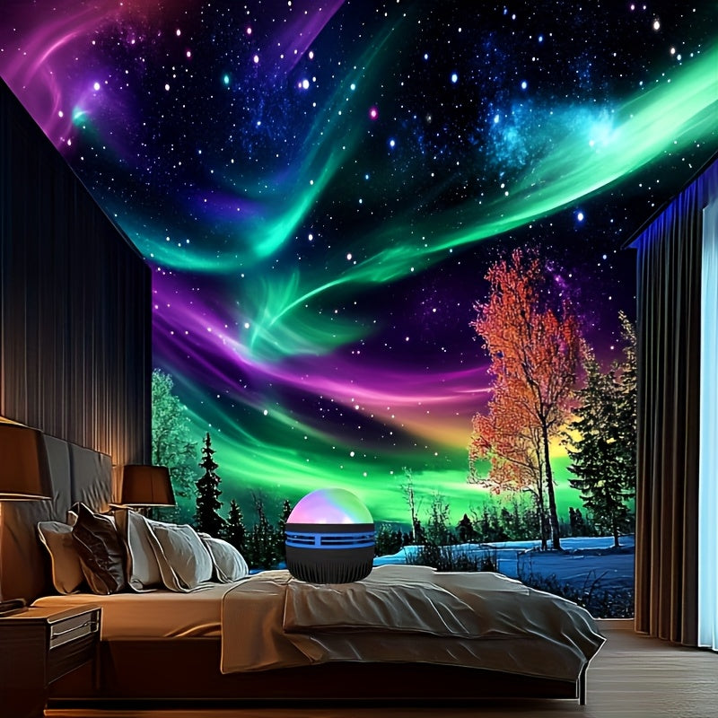 Northern Lights Projection Night Light Black Plastic Bedroom Decor for Ages 14+