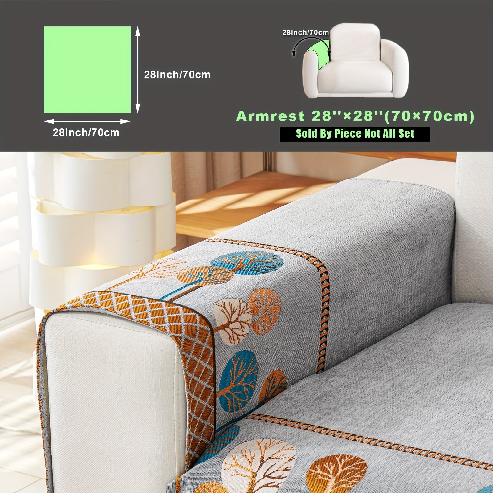 Bohemian Style Sofa Cover with Moonlight Forest Tree Pattern Non-Slip Machine Washable for Single to Quadruple Seat Sofas