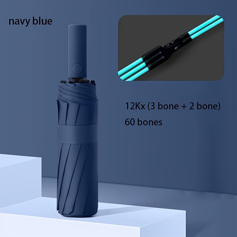 Automatic Umbrella for Men and Women 60 Bone Reinforced Windproof UV Protection Durable with Stylish Handle