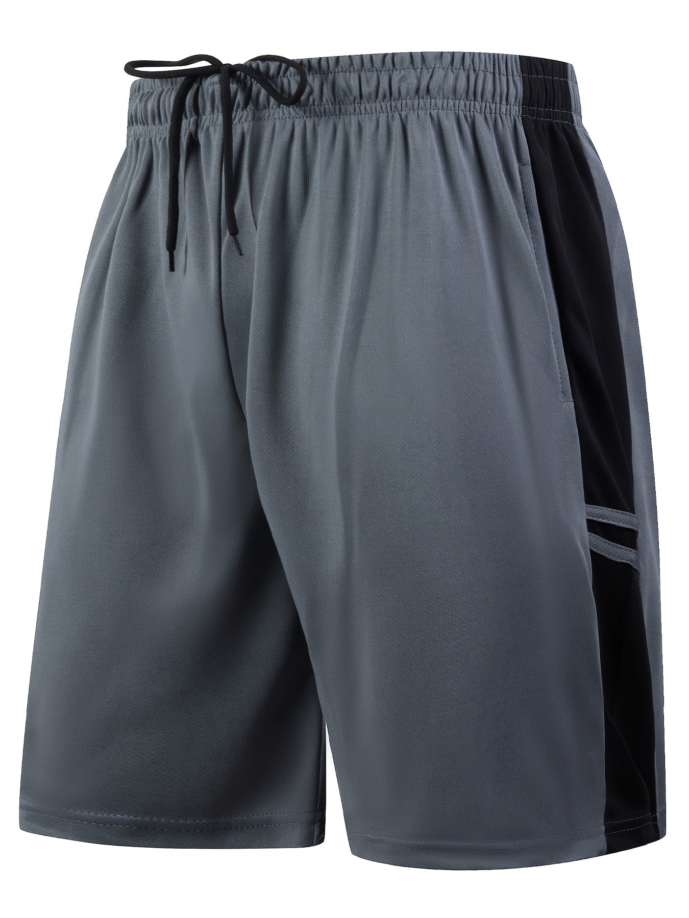 Plus Size Men's Color-Blocked Quick-Drying Shorts with Elastic Waist and Pockets