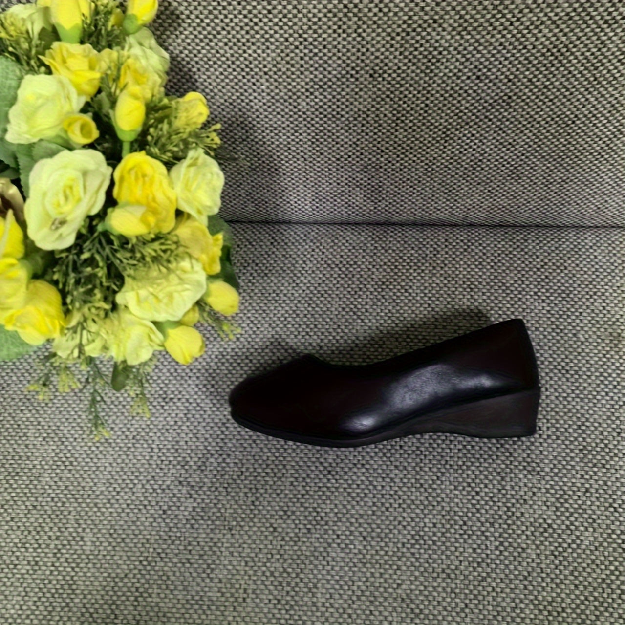 Zapatos de ballet negros para mujer sin cordones, con punta redonda, para todas las estaciones