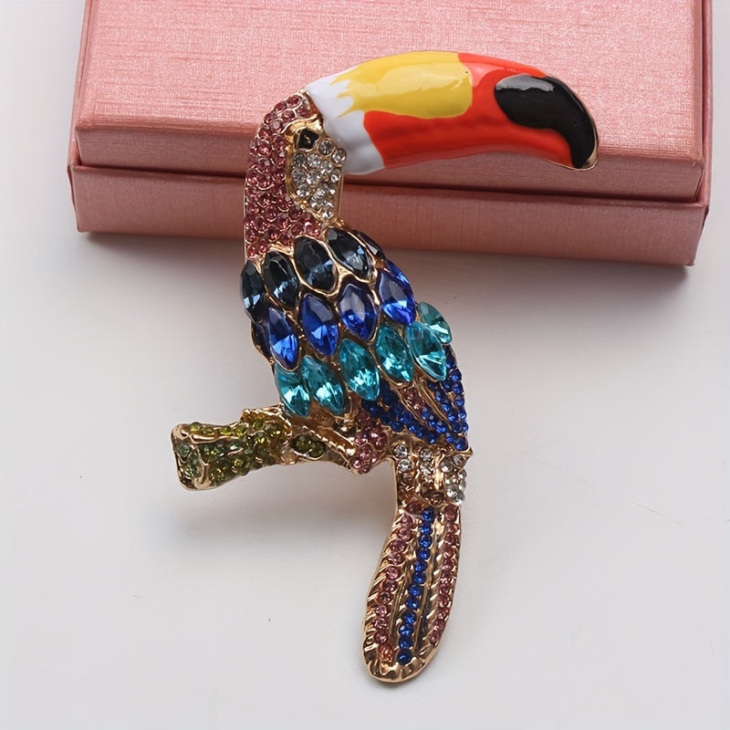 Retro Rhinestone Parrot Brooch Animal-Inspired Jewelry Accessory for Women and Men