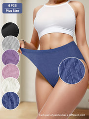 6-комплект женских трусов из хлопка большого размера с высокой талией для контроля живота и подъема ягодиц