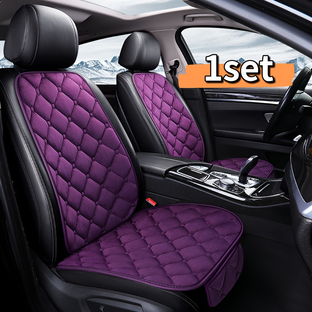 Set of 2 Plush Car Seat Cushion Covers Oval Shape Universal Fit for Front Seat Bottom and Backrest