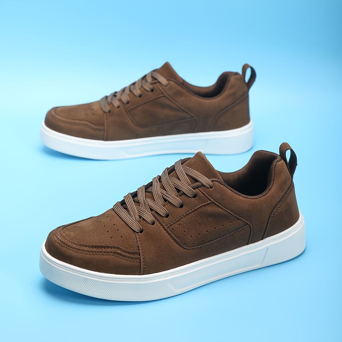 Women's Chunky Platform Sneakers Brown White Non-Slip Casual All-Season