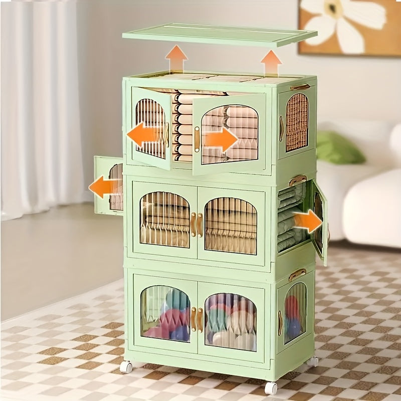 Kitoblar, kiyimlar, o'yinchoqlar, uy jihozlarini shkafda, kiyimlar shkafida, yotoqxona yoki ofisda tartibga solish uchun bitta plastik egiluvchan saqlash qutisi. O'rnatishni talab qilmaydi va ustma-ust joylashtirilishi mumkin.