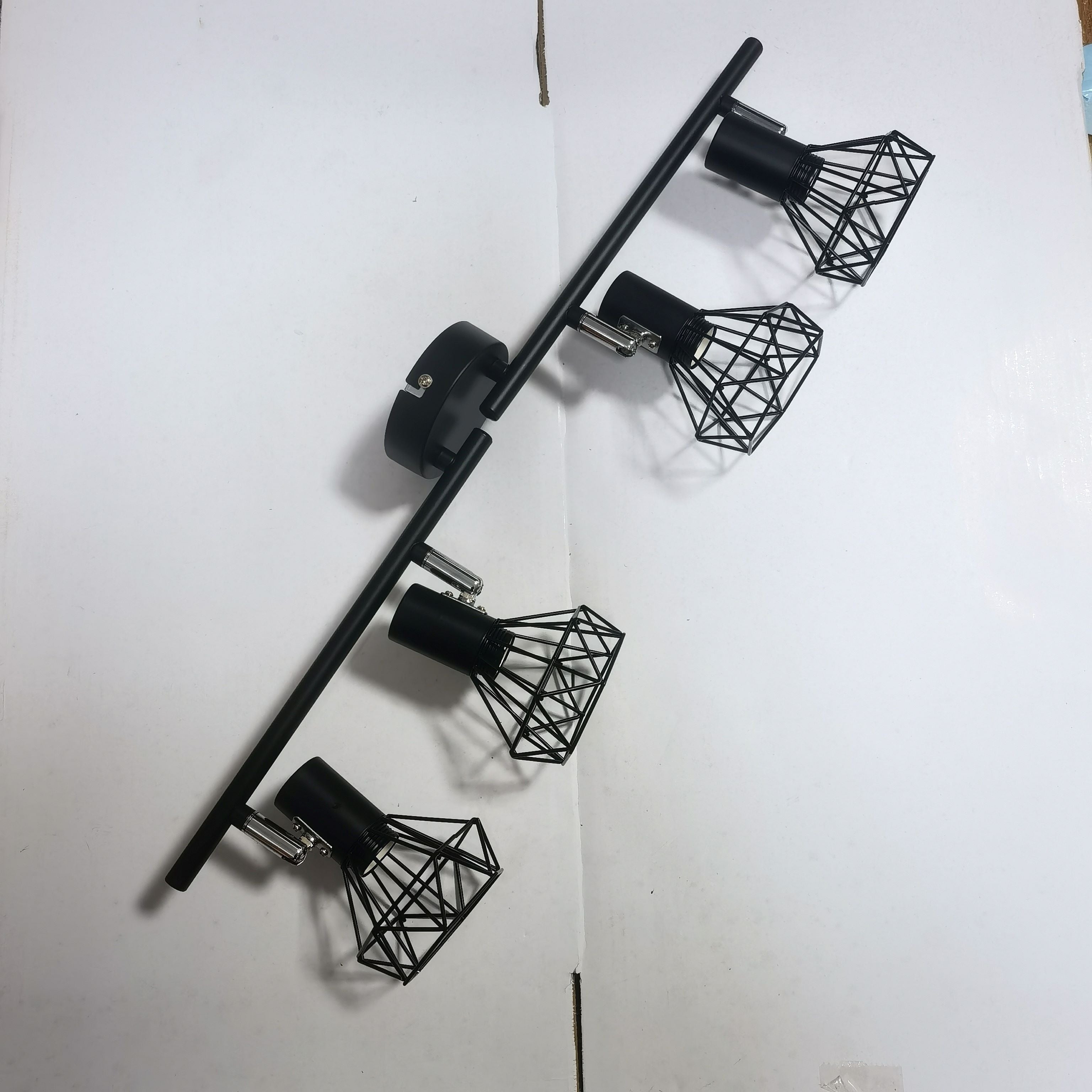 Black Metal Cage Ceiling Light for Bedroom Living Room Dining Room Corridor Rustic Style Adjustable Direction