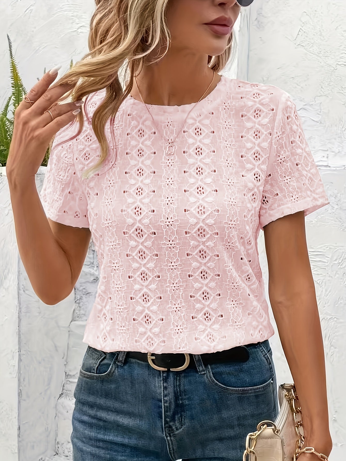 Women's Knitted Crew Neck T-Shirt Solid Color Spring Summer Fall Lightweight