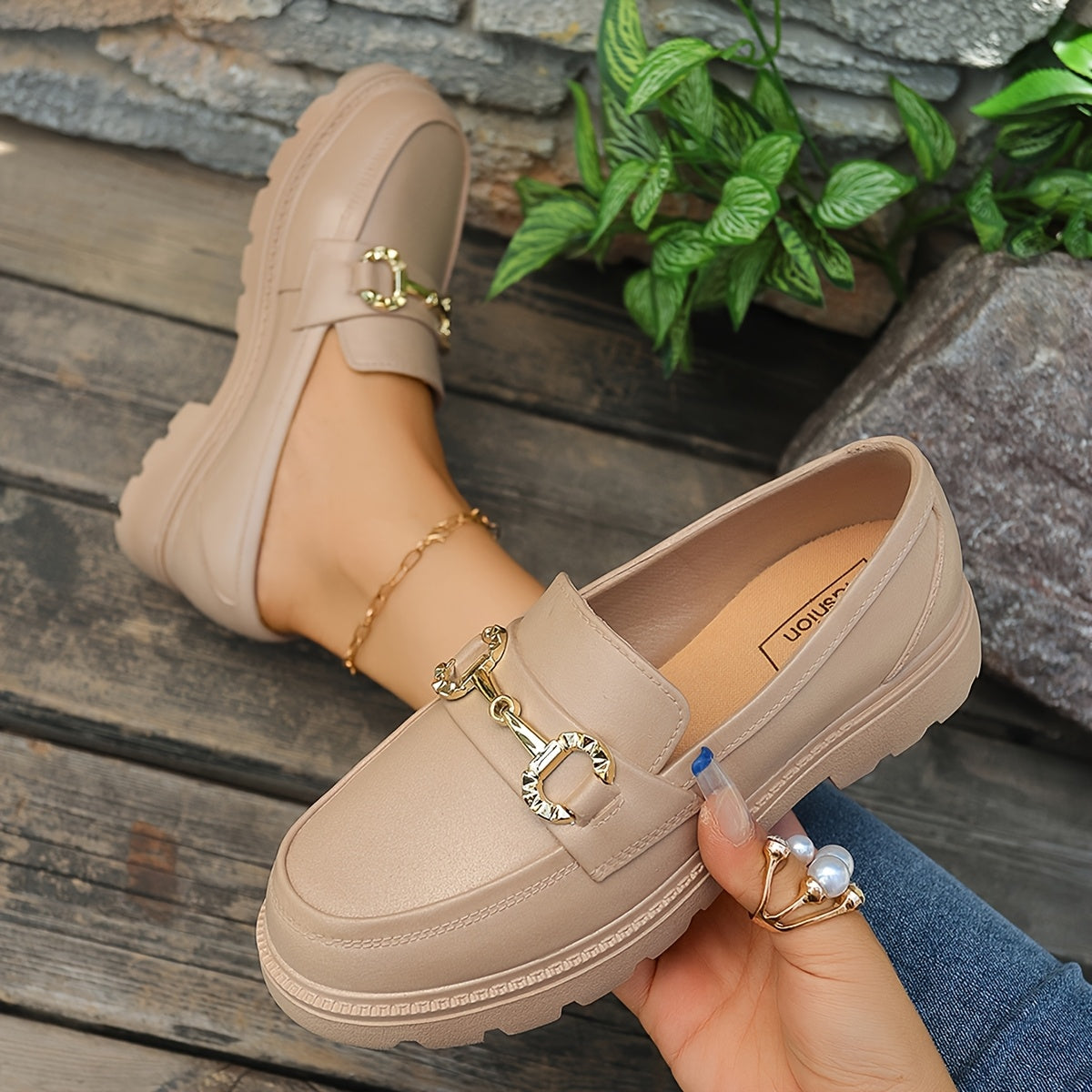 Women’s Summer Slip-On Loafers Cushioned Insole Metallic Accents