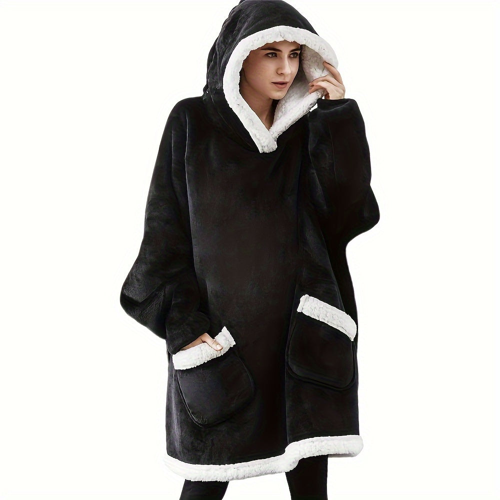 Oversized Sherpa Hoodie Blanket for Men and Women with Pocket